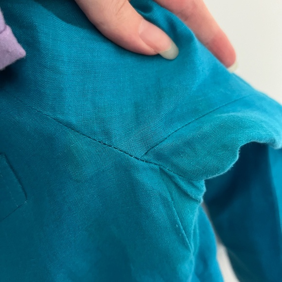 DKNY Teal Blue 100% Linen Blazer size 8 - Picture 3 of 7